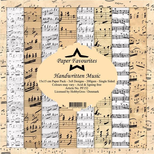 LS BESKRIVELSE Paper Favourites Paper Pack Handwritten Music PF152 15x15cm BESTILLINGSVARE