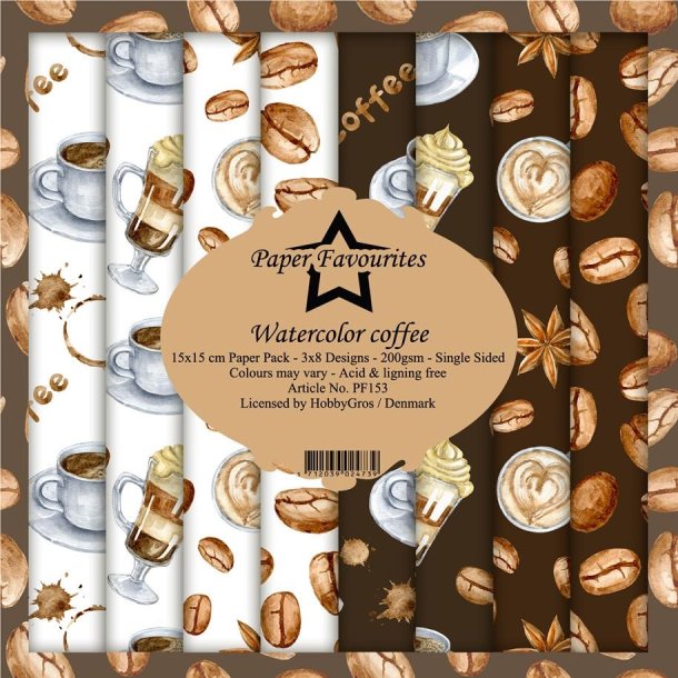 LS BESKRIVELSE Paper Favourites Paper Pack Watercolor coffee PF153 15x15cm BESTILLINGSVARE