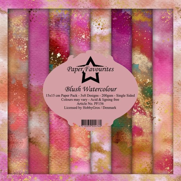 LS BESKRIVELSE Paper Favourites Paper Pack Blush Watercolour PF156 15x15cm BESTILLINGSVARE