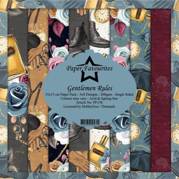 LS BESKRIVELSE Paper Favourites Paper Pack Gentlemen Rules PF158 15x15cm BESTILLINGSVARE