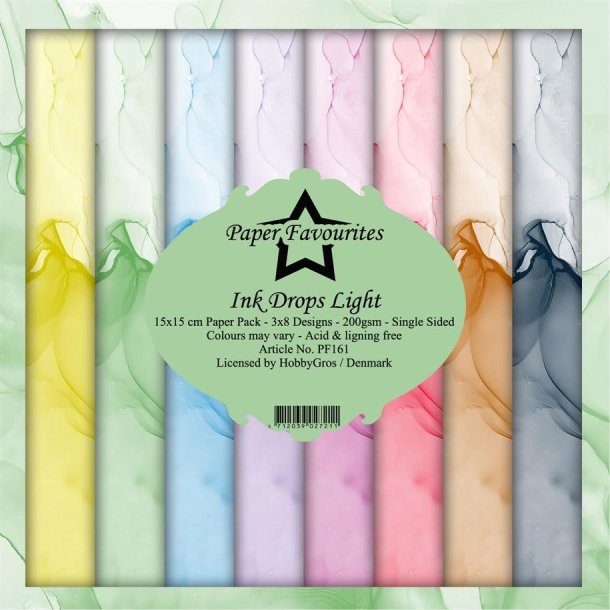 LS BESKRIVELSE Paper Favourites Paper Pack Ink Drops Light PF161 15x15cm BESTILLINGSVARE