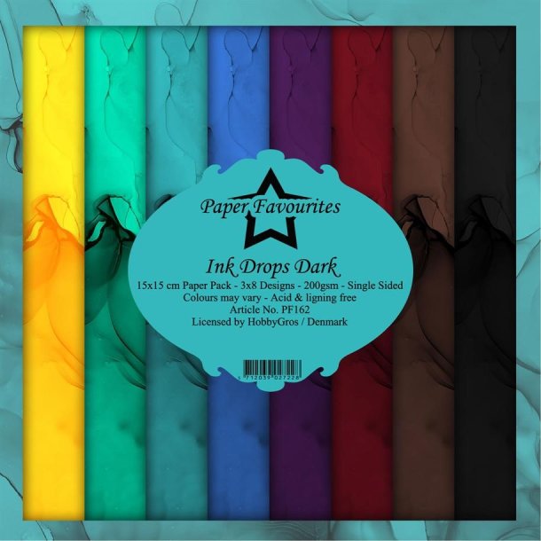 LS BESKRIVELSE Paper Favourites Paper Pack Ink Drops Dark PF162 15x15cm BESTILLINGSVARE