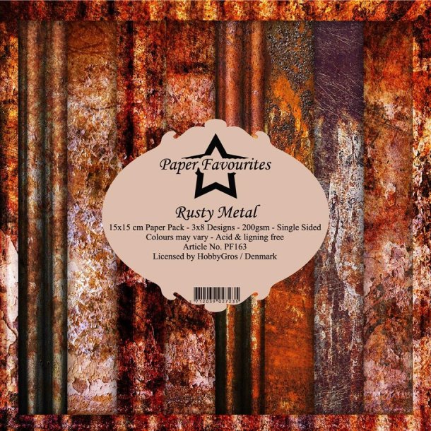 LS BESKRIVELSE Paper Favourites Paper Pack Rusty Metal PF163 15x15cm BESTILLINGSVARE