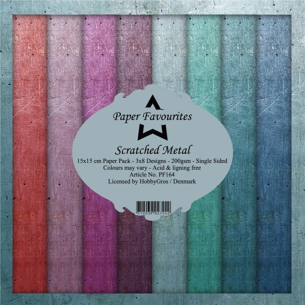 LS BESKRIVELSE Paper Favourites Paper Pack Scratched Metal PF164 15x15cm BESTILLINGSVARE