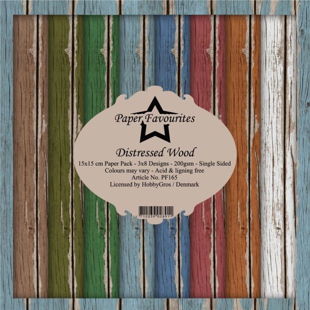 LS BESKRIVELSE Paper Favourites Paper Pack Distressed Wood PF165 15x15cm BESTILLINGSVARE