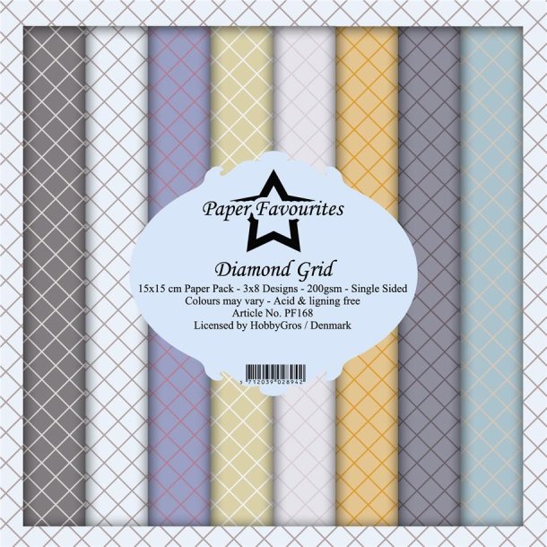 LS BESKRIVELSE Paper Favourites Paper Pack Diamond Grid PF168 15x15cm BESTILLINGSVARE