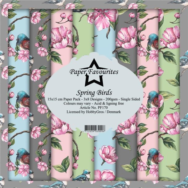 LS BESKRIVELSE Paper Favourites Paper Pack Spring Birds PF170 15x15cm BESTILLINGSVARE