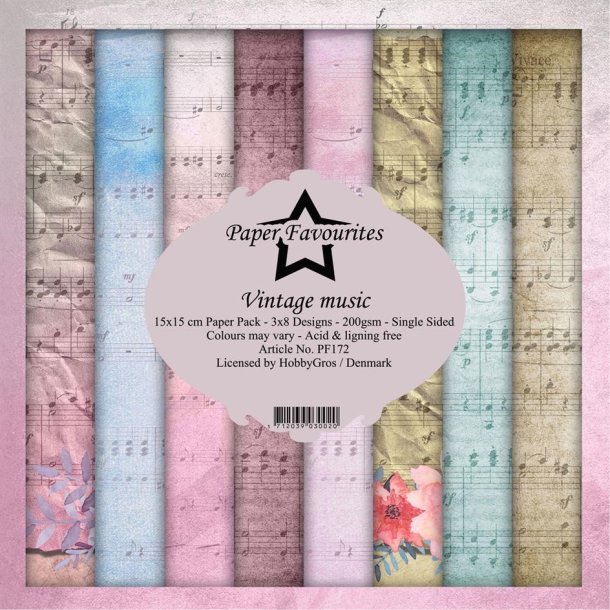 LS BESKRIVELSE Paper Favourites Paper Pack Vintage music PF172 15x15cm BESTILLINGSVARE