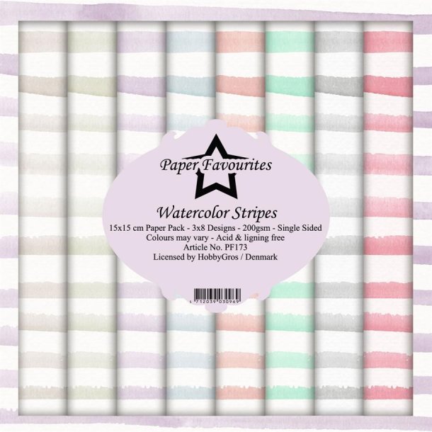 LS BESKRIVELSE Paper Favourites Paper Pack Watercolor Stripes PF173 15x15cm BESTILLINGSVARE