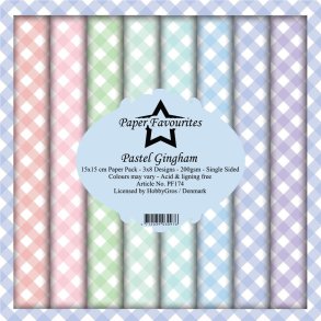 LS BESKRIVELSE Paper Favourites Paper Pack Pastel Gingham PF174 15x15cm BESTILLINGSVARE