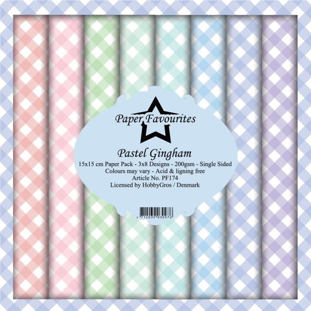 LS BESKRIVELSE Paper Favourites Paper Pack Pastel Gingham PF174 15x15cm BESTILLINGSVARE