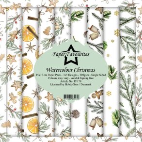LS BESKRIVELSE Paper Favourites Paper Pack Watercolour Christmas PF178 15x15cm BESTILLINGSVARE