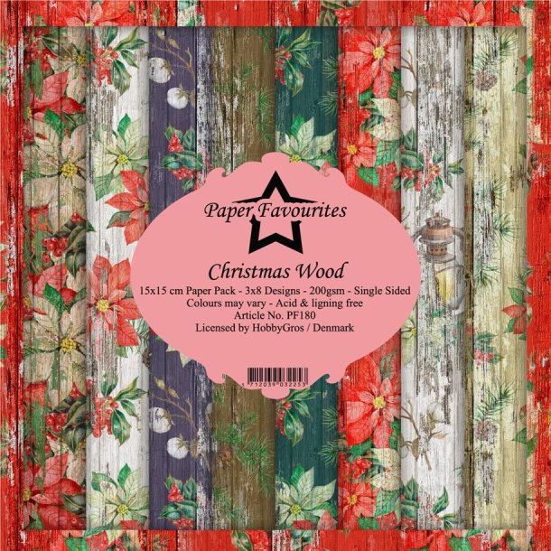 LS BESKRIVELSE Paper Favourites Paper Pack Christmas Wood PF180 15x15cm BESTILLINGSVARE