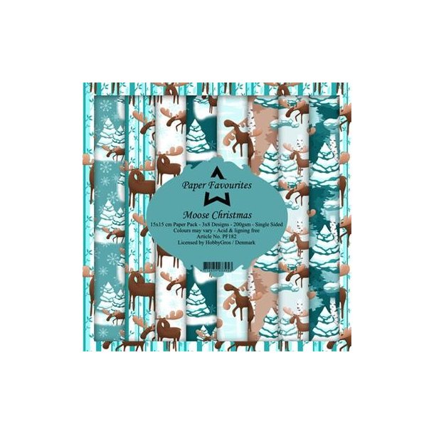 LS BESKRIVELSE Paper Favourites Paper Pack Moose Christmas PF182 15x15cm BESTILLINGSVARE