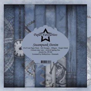 LS BESKRIVELSE Paper Favourites Paper Pack Steampunk Denim PF186 15x15cm BESTILLINGSVARE