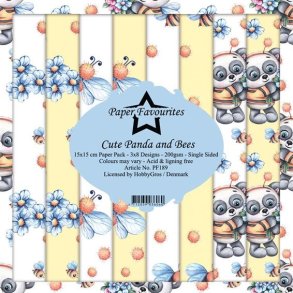 LS BESKRIVELSE Paper Favourites Paper Pack Cute Panda and Bees PF189 15x15cm  BESTILLINGSVARE