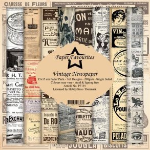 LS BESKRIVELSE Paper Favourites Paper Pack Vintage Newspaper PF191 15x15cm BESTILLINGSVARE