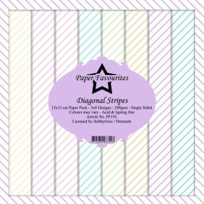 LS BESKRIVELSE Paper Favourites Paper Pack Diagonal Stripes PF193 15x15cm BESTILLINGSVARE