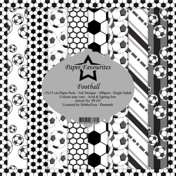 LS BESKRIVELSE Paper Favourites Paper Pack Football PF195 15x15cm BESTILLINGSVARE