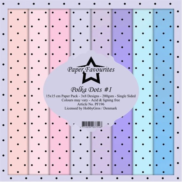 LS BESKRIVELSE Paper Favourites Paper Pack Polka Dots 1 PF196 15x15cm BESTILLINGSVARE