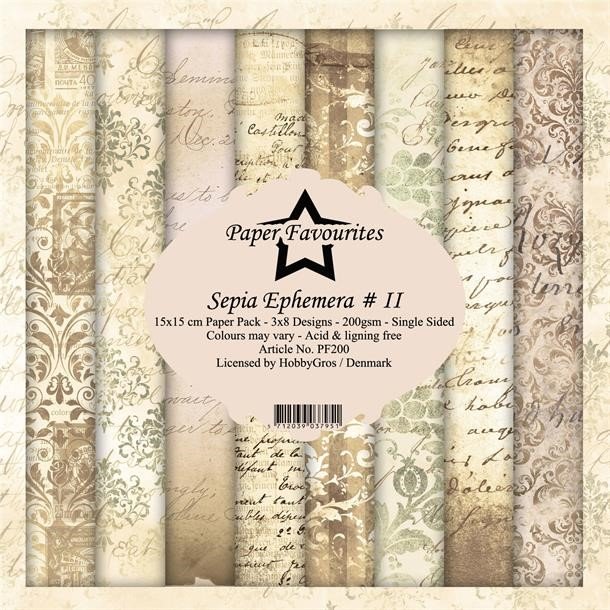 LS BESKRIVELSE Paper Favourites Paper Pack Sepia Ephemera II PF200 15x15cm BESTILLINGSVARE