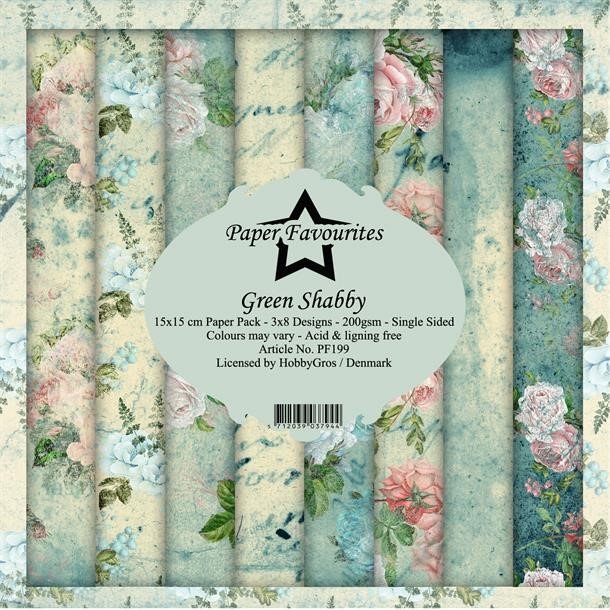 LS BESKRIVELSE Paper Favourites Paper Pack Green Shabby PF199 15x15cm BESTILLINGSVARE