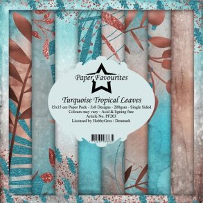 LS BESKRIVELSE Paper Favourites Paper Pack Turquoise Tropical Leaves PF203 15x15cm BESTILLINGSVARE