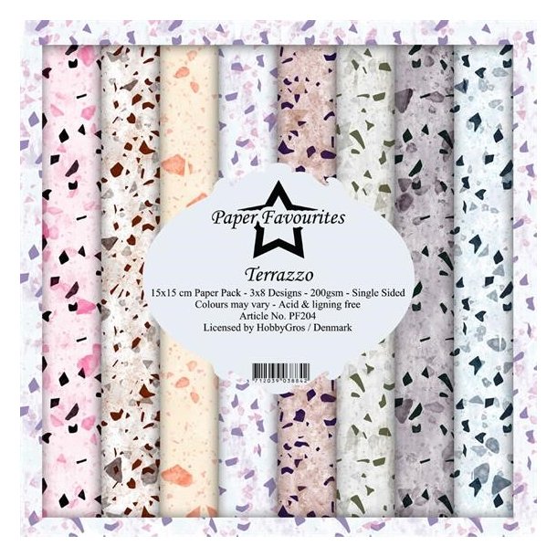 LS BESKRIVELSE Paper Favourites Paper Pack Terrazzo PF204 15x15cm BESTILLINGSVARE