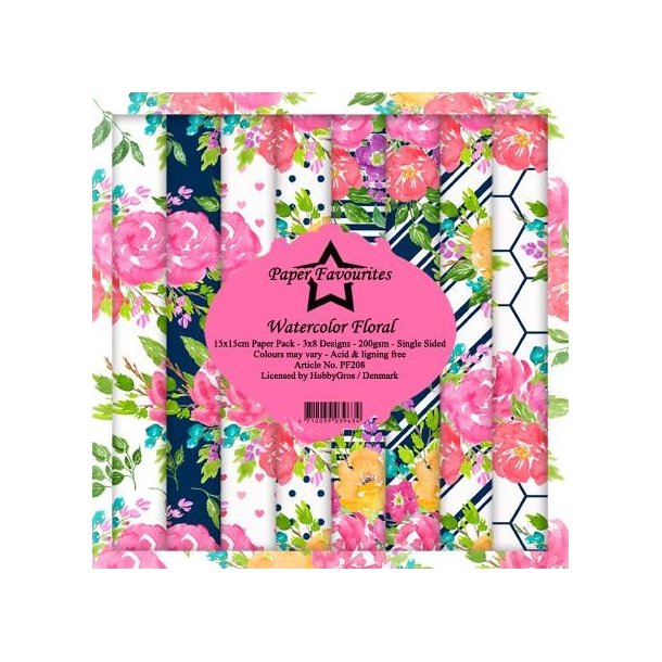 LS BESKRIVELSE Paper Favourites Paper Pack Watercolor Floral PF208 15x15cm BESTILLINGSVARE