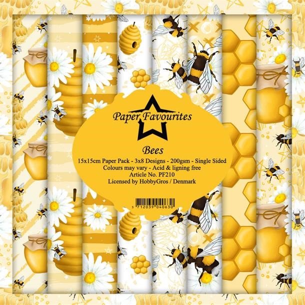 LS BESKRIVELSE Paper Favourites Paper Pack Bees PF210 15x15cm BESTILLINGSVARE