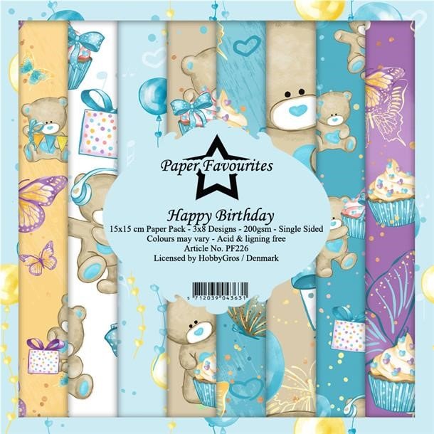 LS BESKRIVELSE Paper Favourites Paper Pack Happy Birtheday PF226 15x15cm BESTILLINGSVARE