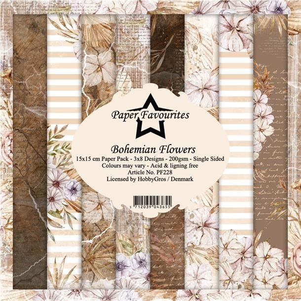 LS BESKRIVELSE Paper Favourites Paper Pack Bohemian Flowers PF228 15x15cm BESTILLINGSVARE