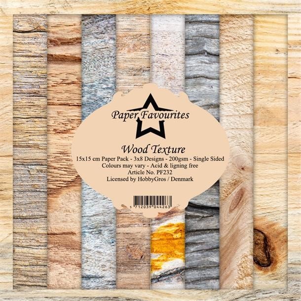 LS BESKRIVELSE Paper Favourites Paper Pack Wood Texture PF232 15x15cm BESTILLINGSVARE