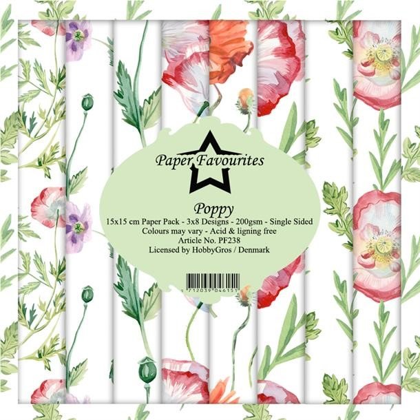 LS BESKRIVELSE Paper Favourites Paper Pack Poppy PF238 15x15cm BESTILLINGSVARE