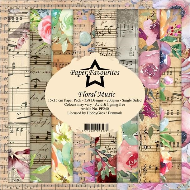 LS BESKRIVELSE Paper Favourites Paper Pack Floral Music PF240 15x15cm BESTILLINGSVARE