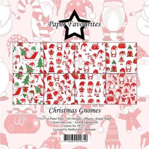 LS BESKRIVELSE Papirblok 15x15cm Christmas Gnomes PFA257 Paper Favourites BESTILLINGSVARE