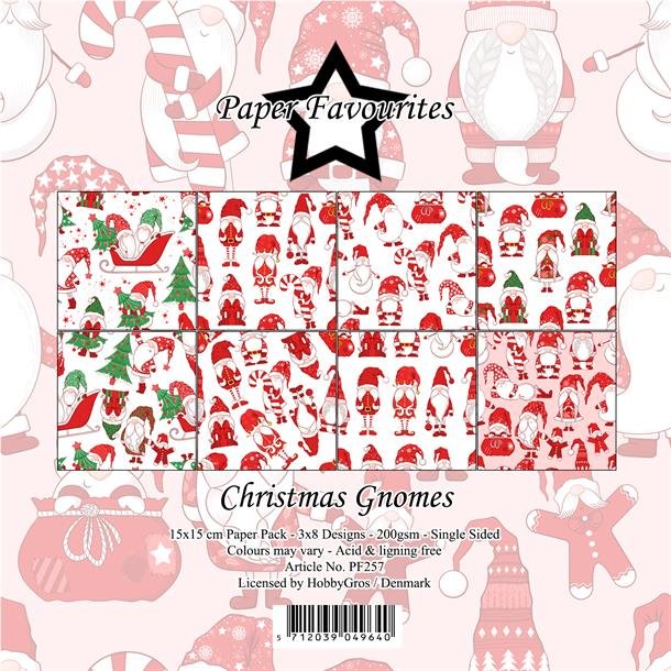 Papirblok 15x15cm Christmas Gnomes PFA257 Paper Favourites