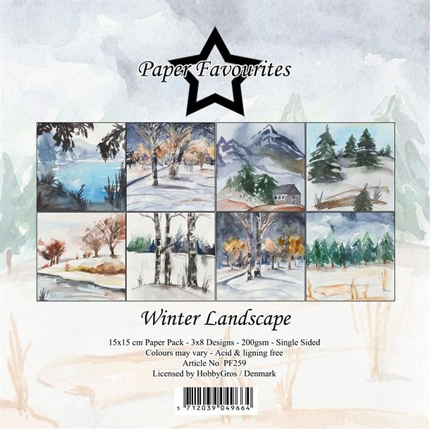 LS BESKRIVELSE Papirblok 15x15cm Winter Landscape PFA259 Paper Favourites BESTILLINGSVARE