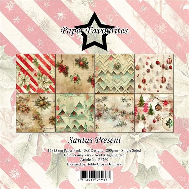 LS BESKRIVELSE Paper Favourites Paper Pack Santas Present PF260 15x15cm BESTILLINGSVARE