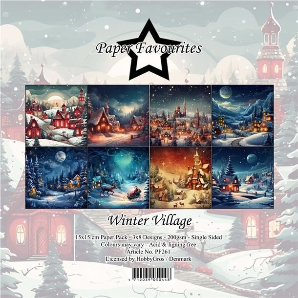 LS BESKRIVELSE Paper Favourites Paper Pack Winter Village PF261 15x15cm  BESTILLINGSVARE