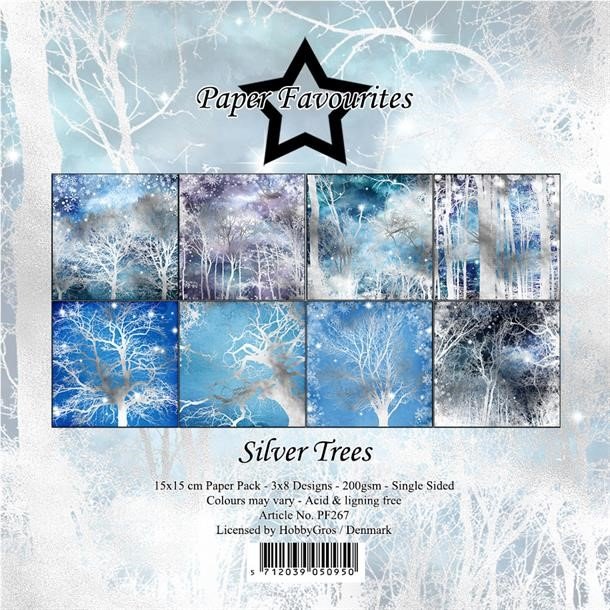 LS BESKRIVELSE Paper Favourites Paper Pack Silver Trees PF267 15x15cm BESTILLINGSVARE