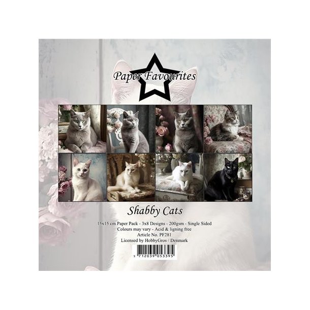 Paper Favourites Paper Pack Shabby Cats PF281 15x15cm 24ark