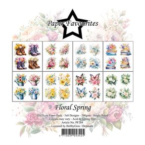 LS BESKRIVELSE Paper Favourites Paper Pack Floral Spring PF284 15x15cm 24ark BESTILLINGSVARE