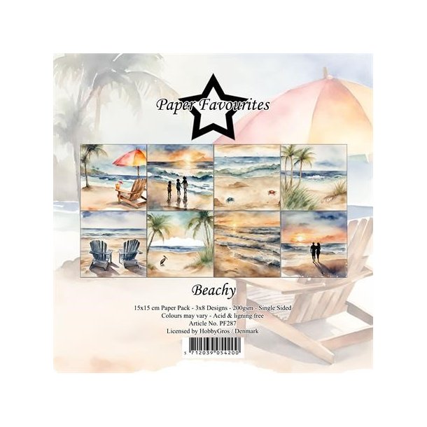 LS BESKRIVELSE Paper Favourites Paper Pack Beachy PF287 15x15cm BESTILLINGSVARE