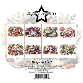 LS BESKRIVELSE Papirblok PF296 Sleeping Cats 15x15cm Paper Favourites BESTILLINGSVARE