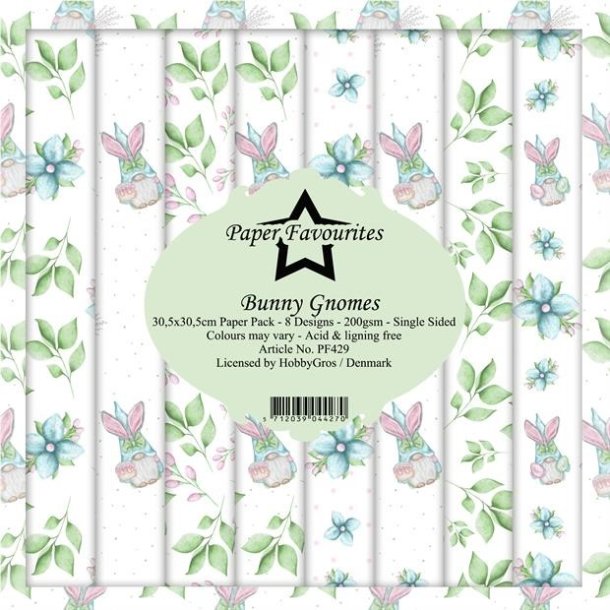 LS BESKRIVELSE Papirblok PF429 Bunny Gnomes 30,5x30,5cm Paper Favourites BESTILLINGSVARE