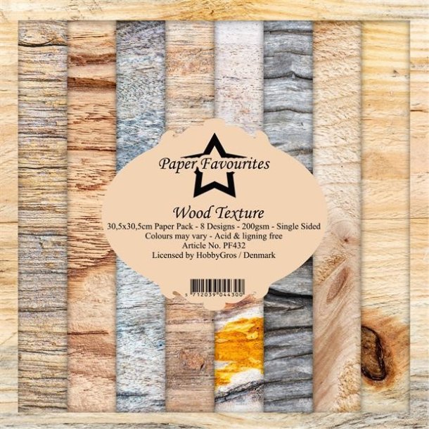 LS BESKRIVELSE Papirblok PF432 Wood Texture 30,5x30,5cm Paper Favourites BESTILLINGSVARE
