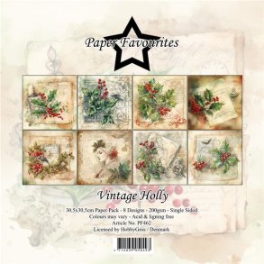 LS BESKRIVELSE Paper Favourites Paper pack Vintage Holly PF462 30,5x30,5cm BESTILLINGSVARE