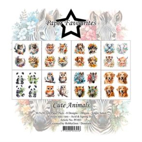 LS BESKRIVELSE Paper Favourites Paper Pack Cute Animals PF483 30,5x30,5cm 8ark BESTILLINGSVARE
