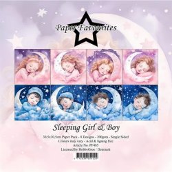 LS BESKRIVELSE Papirblok PF485 Sleeping Girl &amp; Boy 30,5x30,5cm Paper Favourites BESTILLINGSVARE